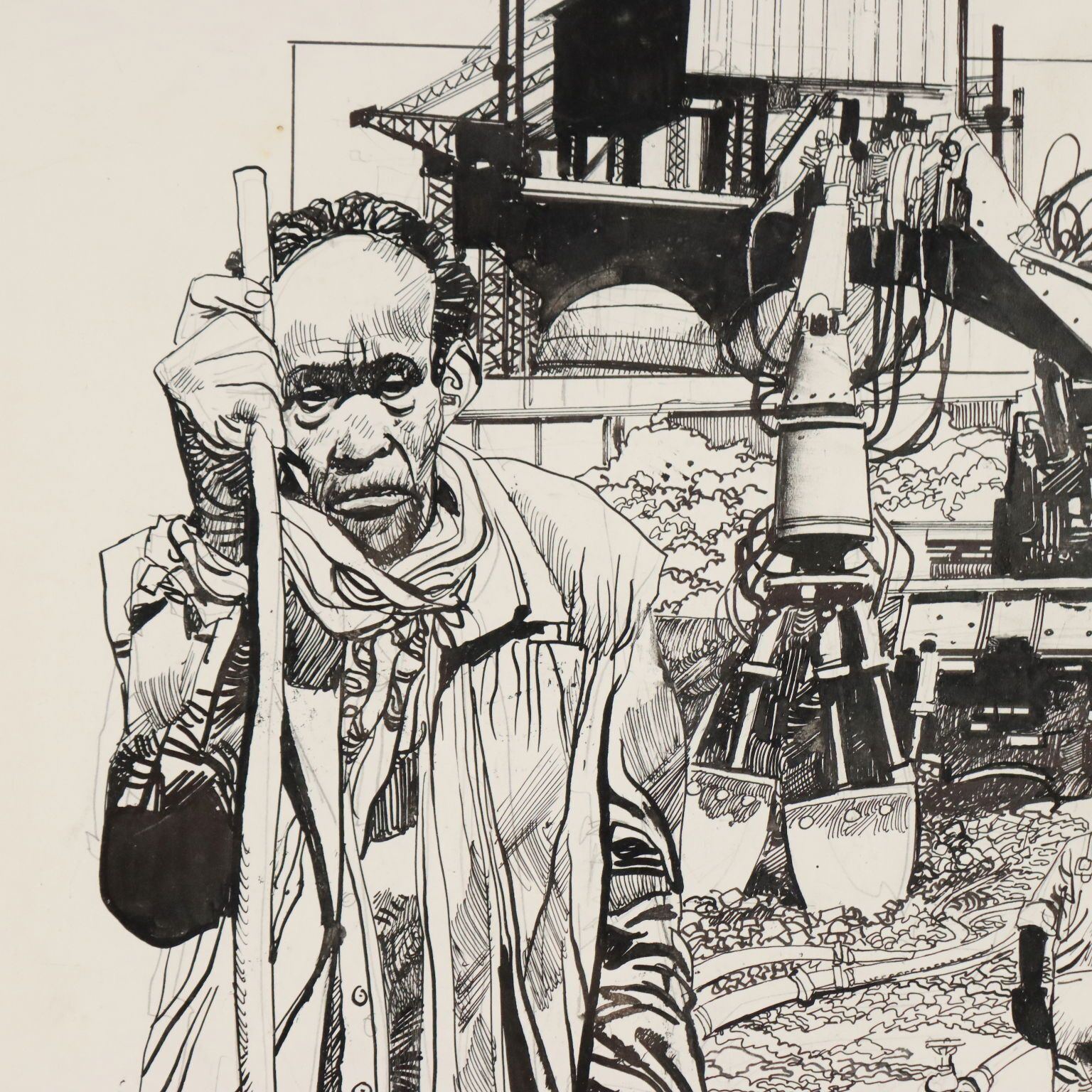 Hedendaagse tekening, gesigneerd Sergio Toppi, gemengde techniek, '900 photo for sale