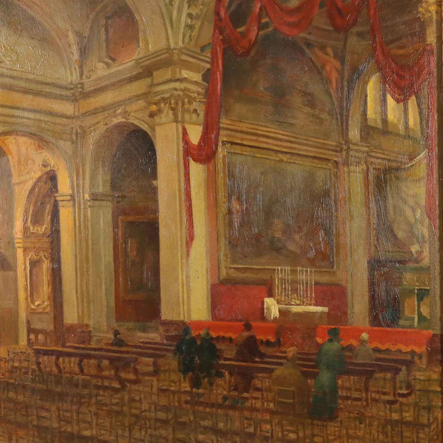 Peinture moderne, intérieur de l'église San Marco à Milan, XXe siècle photo for sale