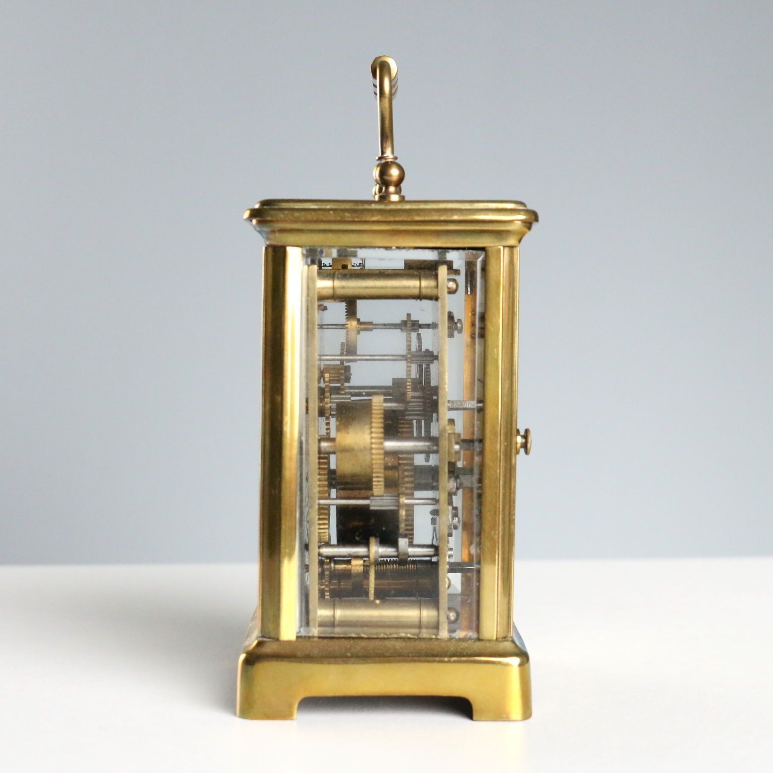Pendule de voyage d'époque en bronze et verre avec étui, Italie, XIXe siècle photo 290.0