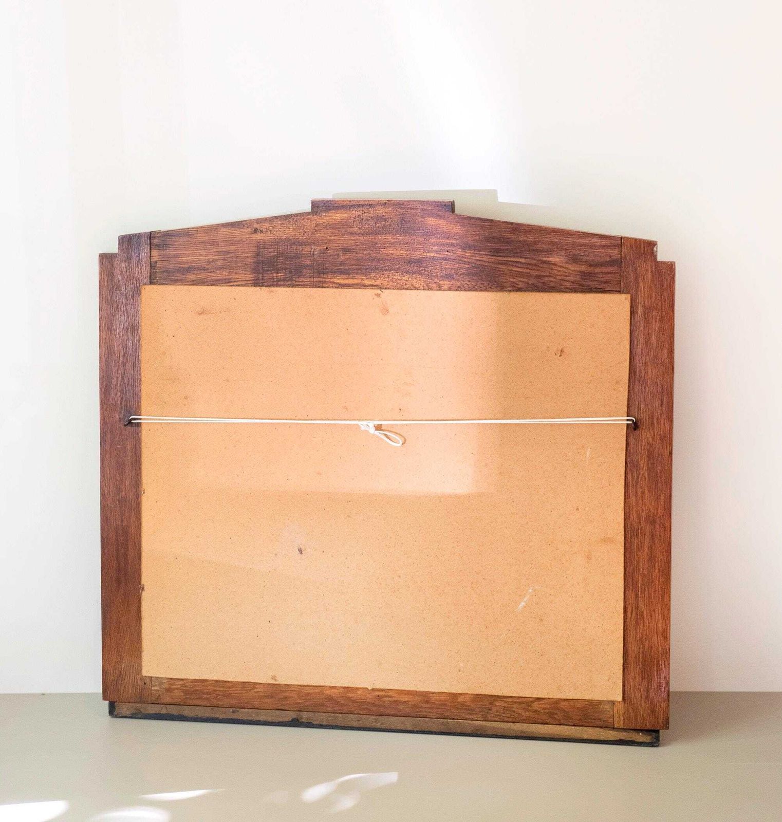 Antique Art Deco Oak Mirror – Large Geometric Amsterdam School Wall Mirror – Dutch 1920s photo 322.0