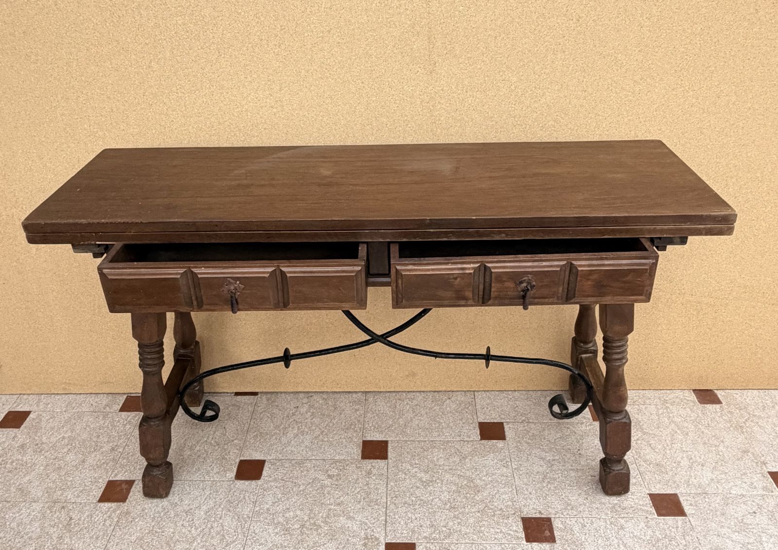 Spaanse Klaptafel met IJzeren Verbindingsstangen, jaren 1940 photo 2430.0