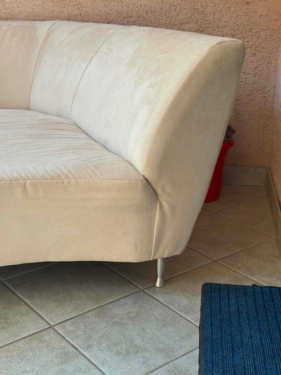 Gebogen crème lounge settee, jaren 1990 photo Meubels