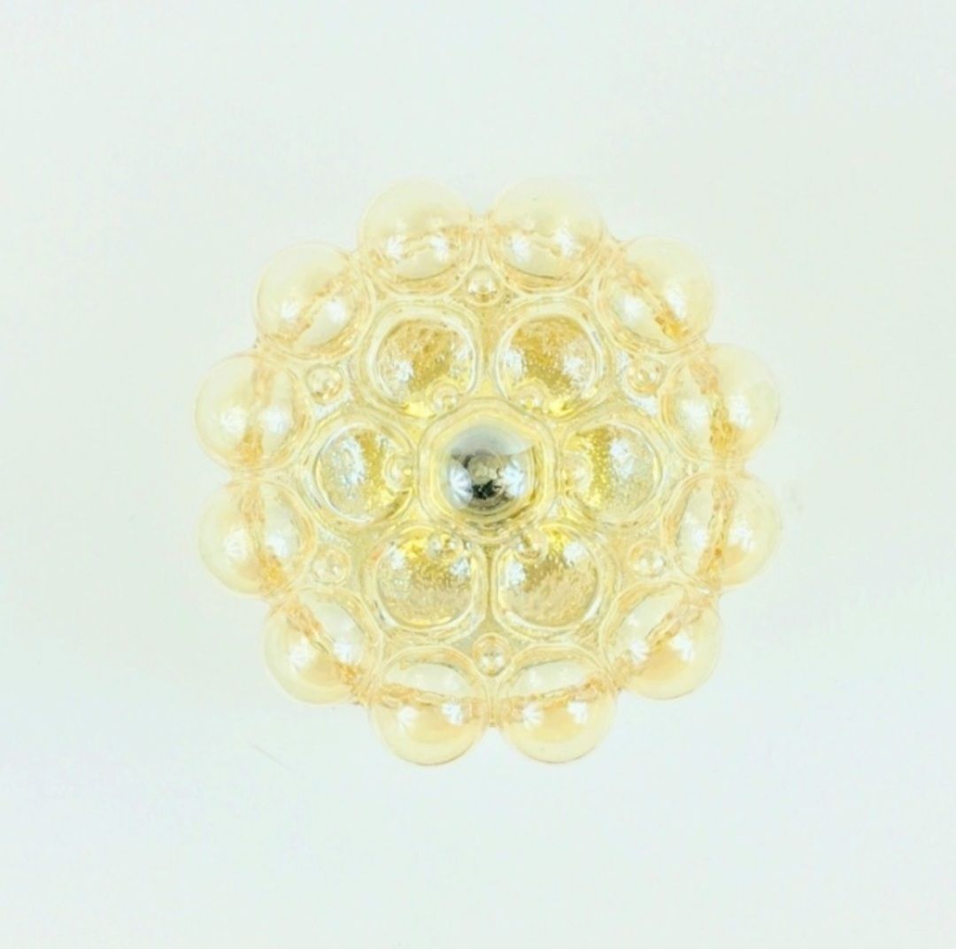 Paire de plafoniers mid-century modern en verre bullé ambré, par Helena Tynell pour Limburg, Allemagne, années 1960 photo Luminaires