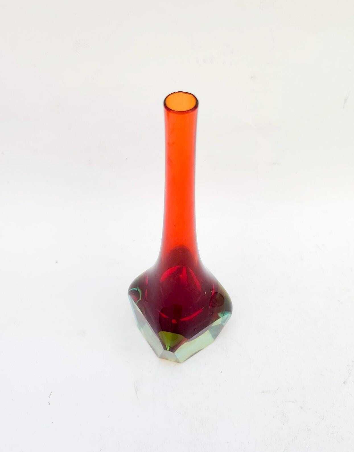 Faceted Drop Vase In Murano Glass, Vintage Design, 1970s, Mandruzzato Poly Glass photo 142.0