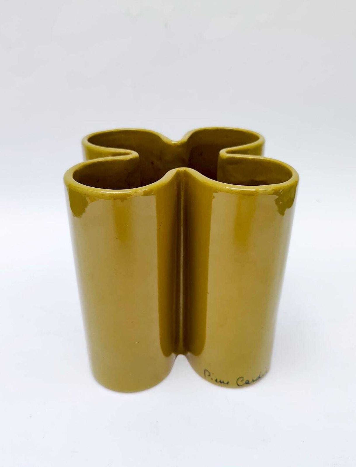 Pierre Cardin Groene Klavertjevier Keramieken Vaas, Vintage Space Age Design, jaren 1970 photo vinterior