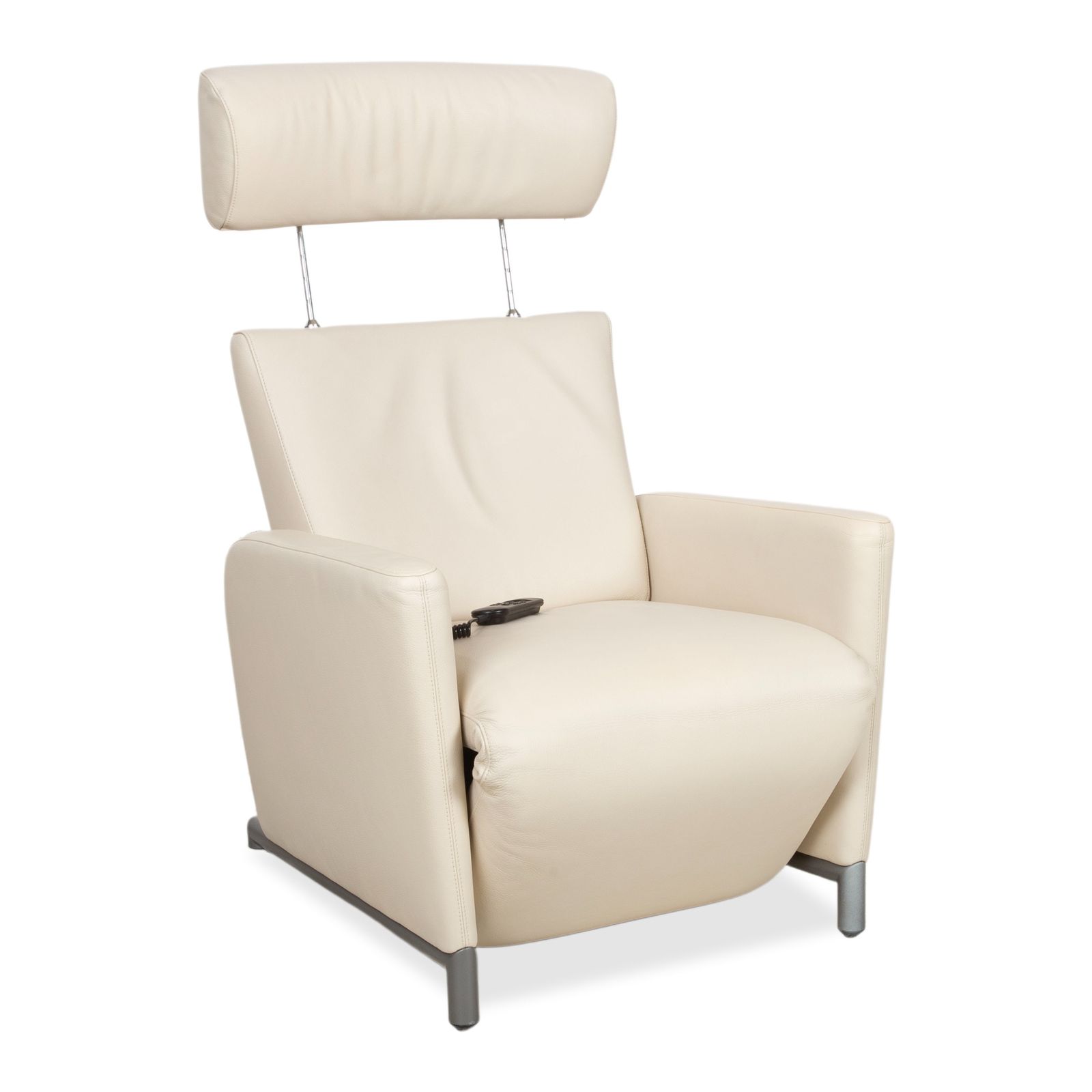 Fauteuil Cor Bico en cuir crème beige, fonction électrique de relaxation photo 2570.0