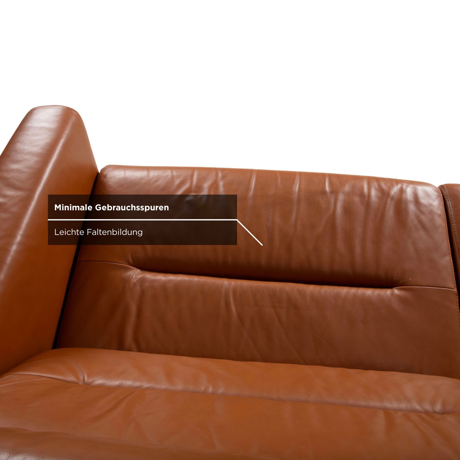 photo for sale Canapé 3 places Stressless Stella en cuir lisse cognac et chrome, avec appuie-têtes, fonction inclinable manuelle