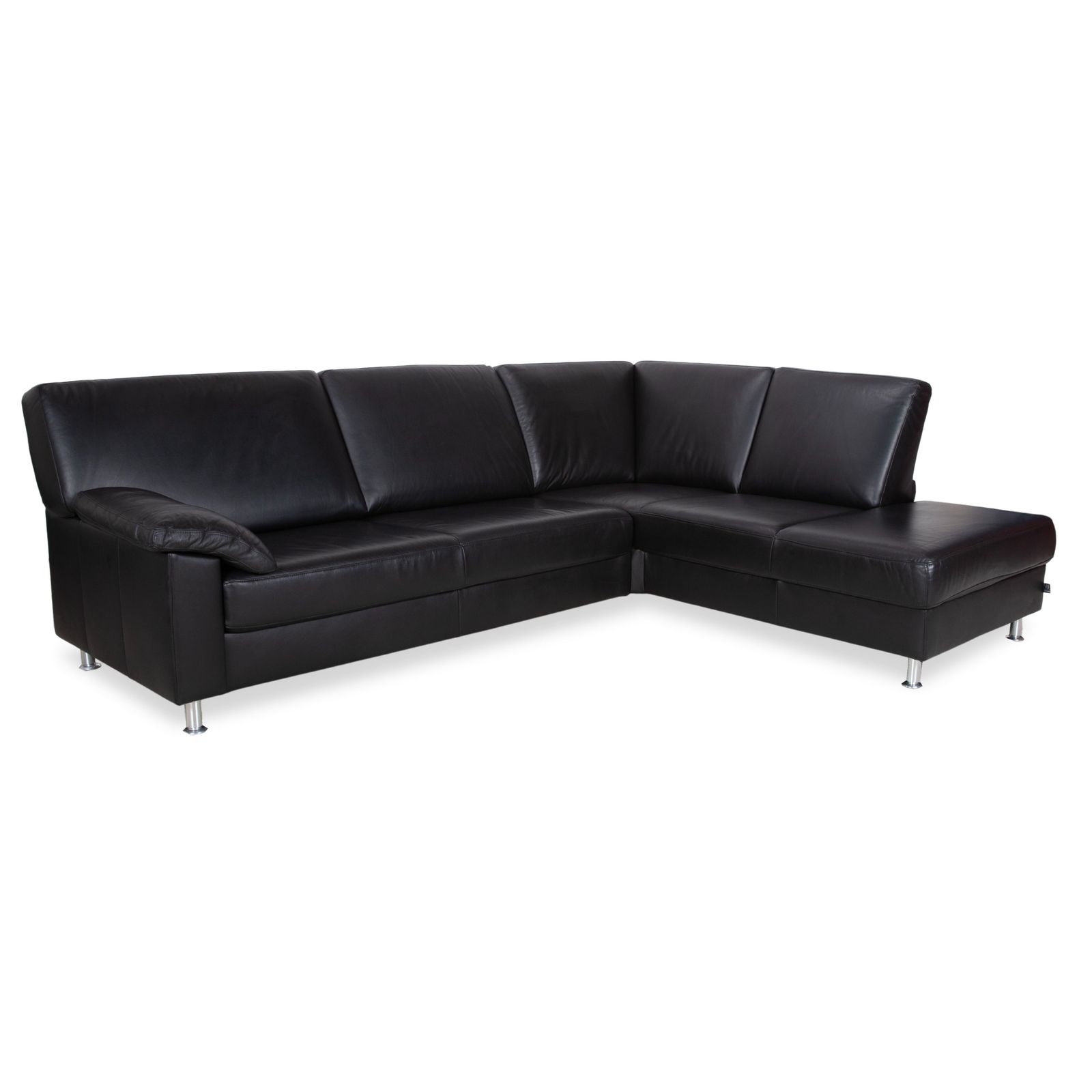 Ewald Schillig Concept Plus Leather Corner Sofa Black Manual Function Headrests
