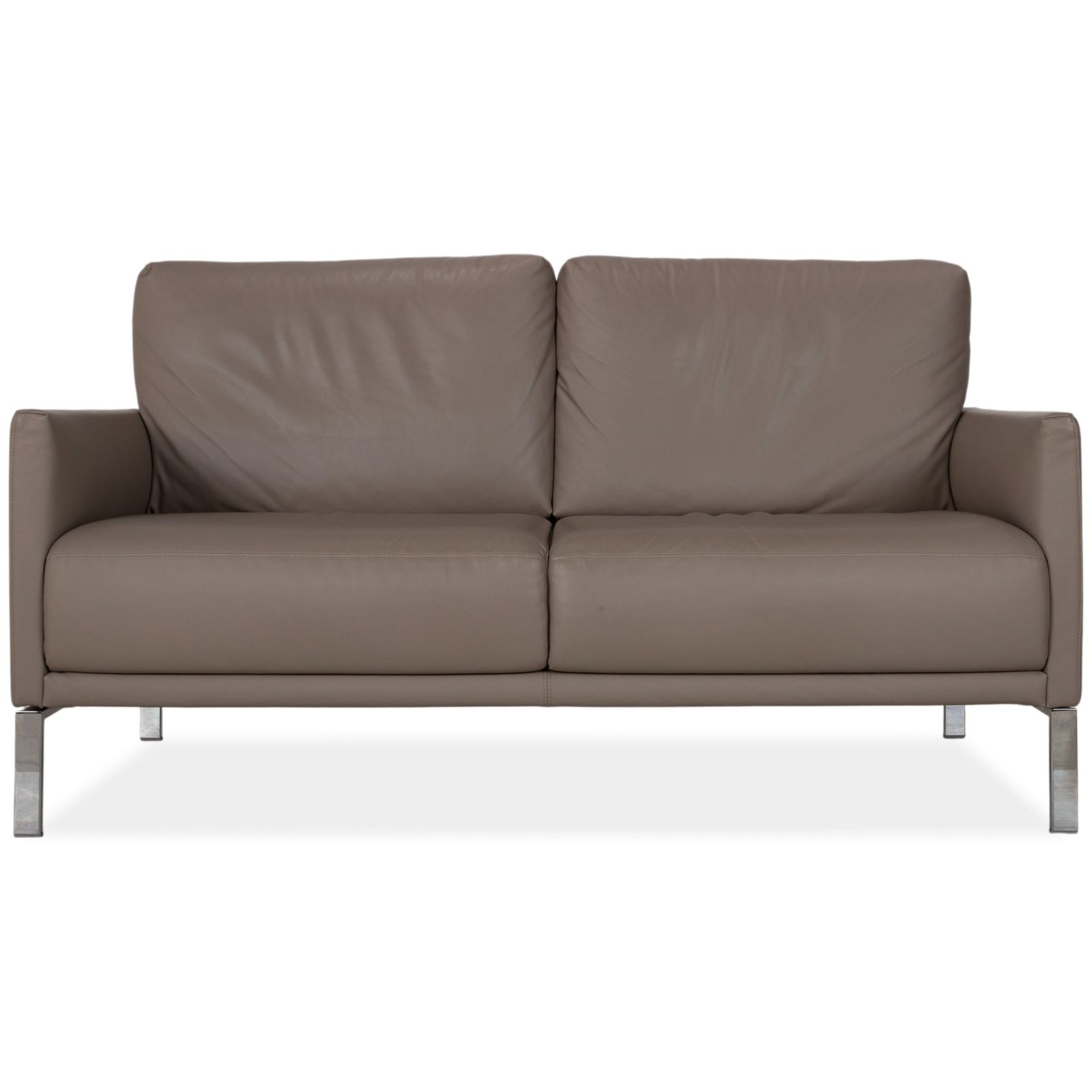 Rolf Benz Cara Leather Two Seater Beige Taupe Sofa Manual Function