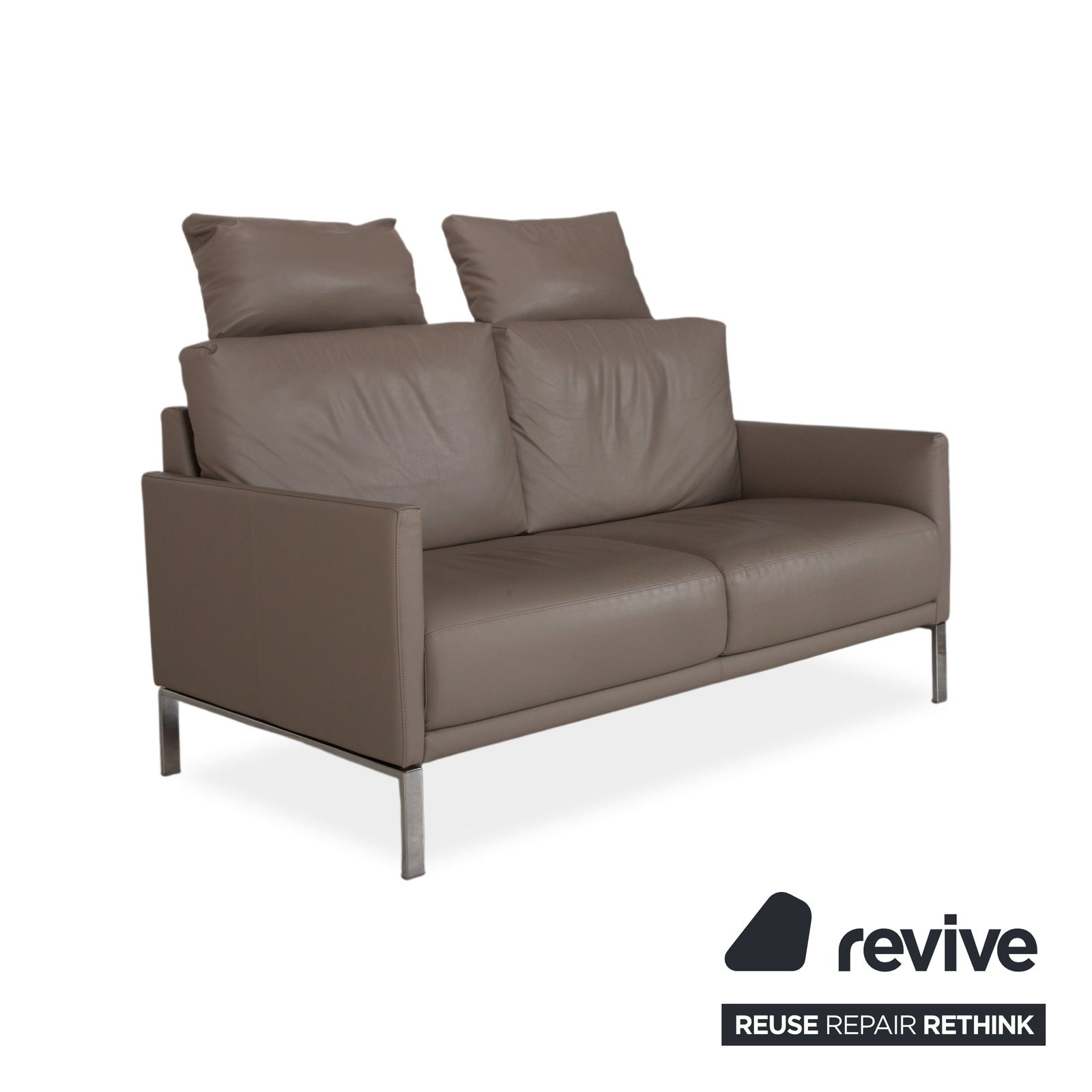 Rolf Benz Cara Leather Two Seater Beige Taupe Sofa Manual Function photo Furniture
