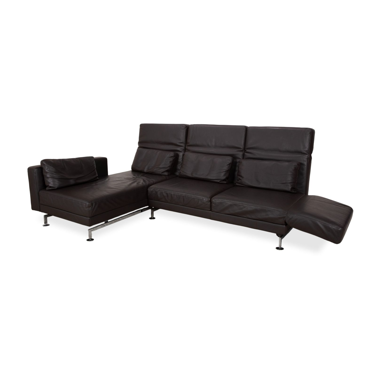 Brühl Moule Leather Corner Sofa, Black, Manual Function photo for sale