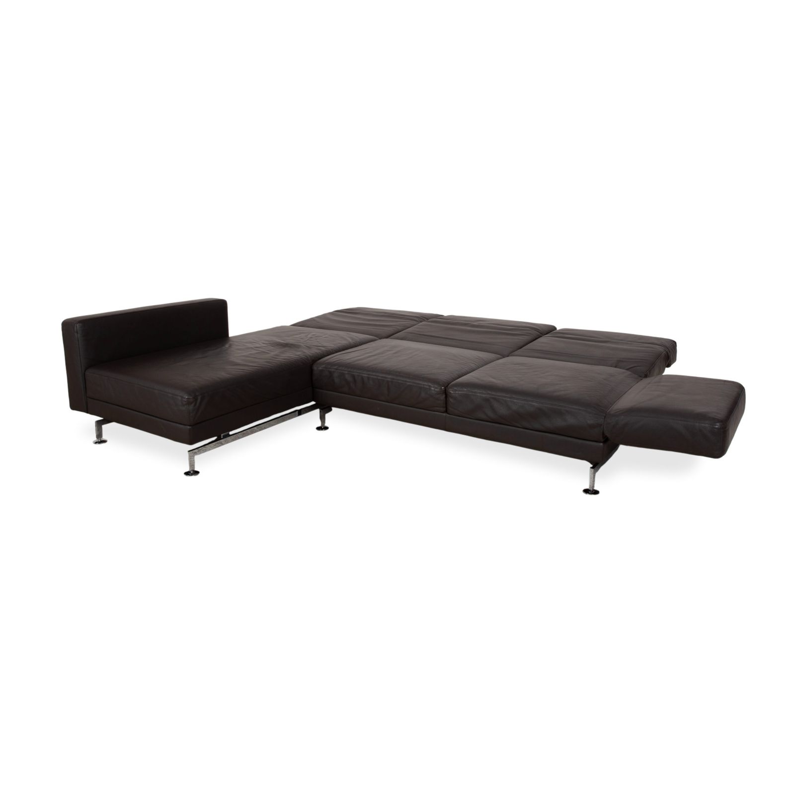 Brühl Moule Leather Corner Sofa, Black, Manual Function photo buy