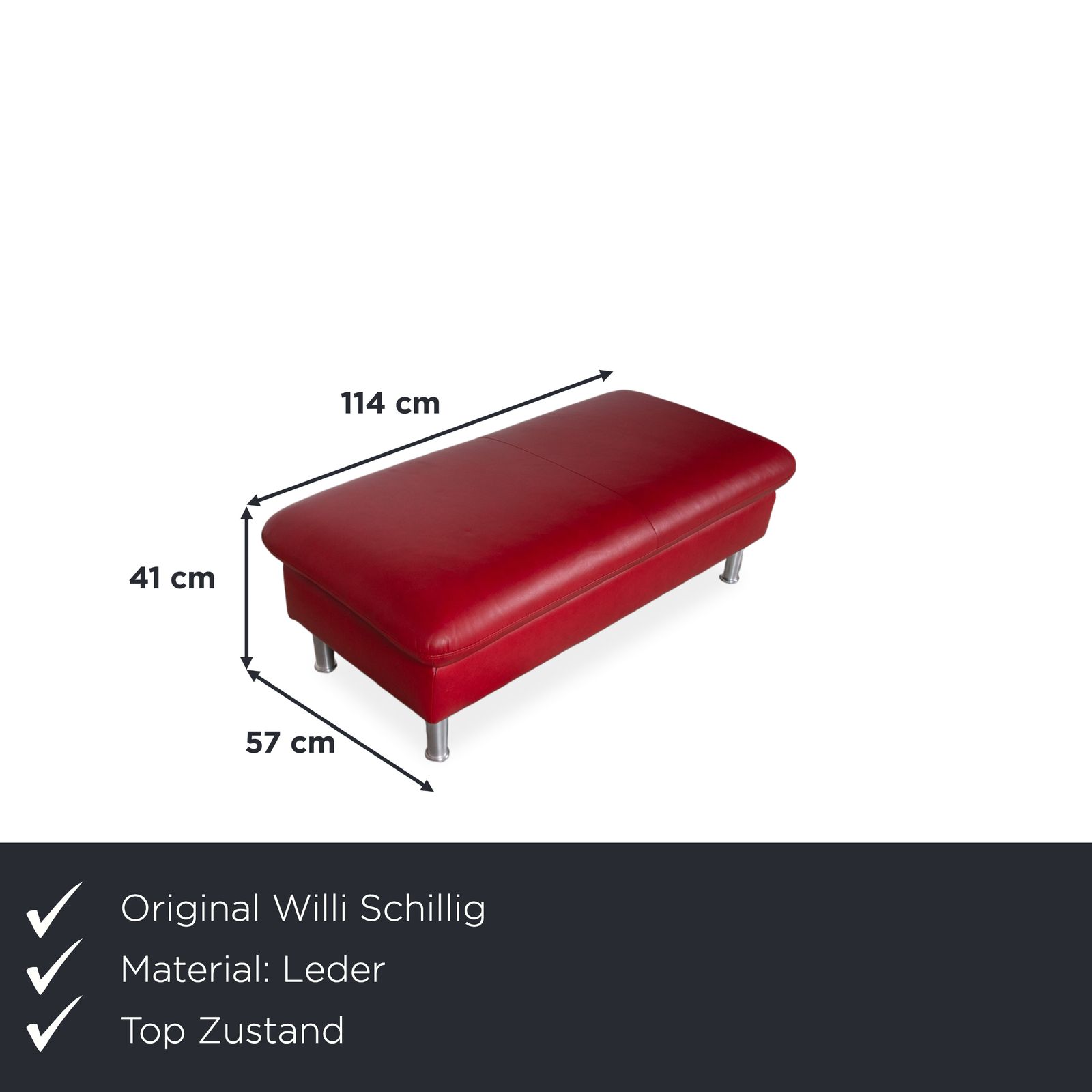 Tabouret Willi Schillig Loop en cuir rouge photo furniture