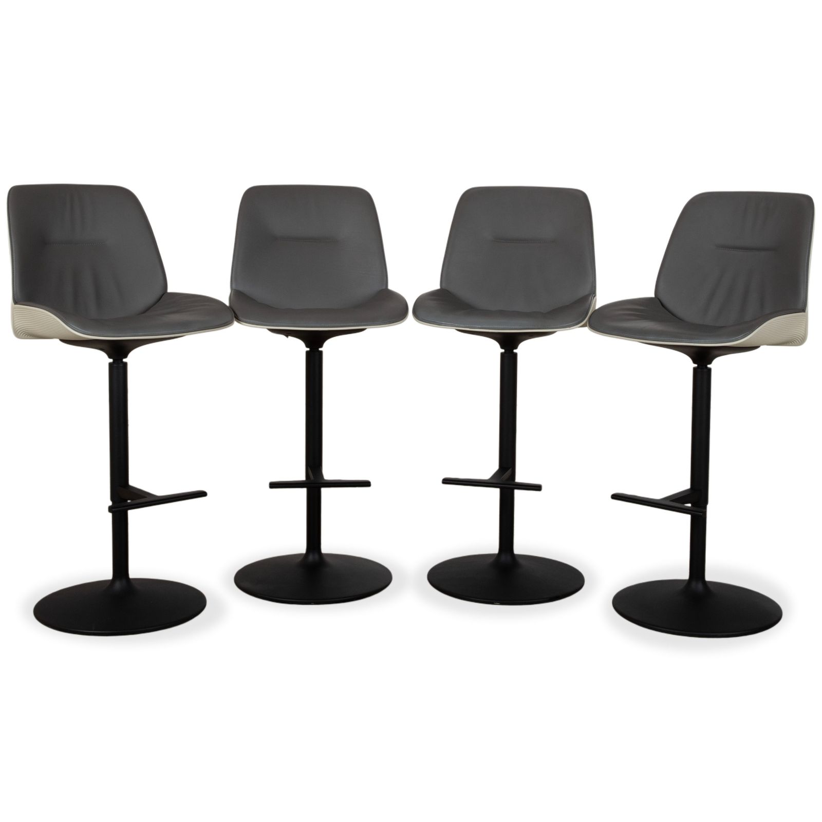Set van 4 Andreu World Nuez Leren Barkrukken, Grijs, Manuele Functie, Barkrukken