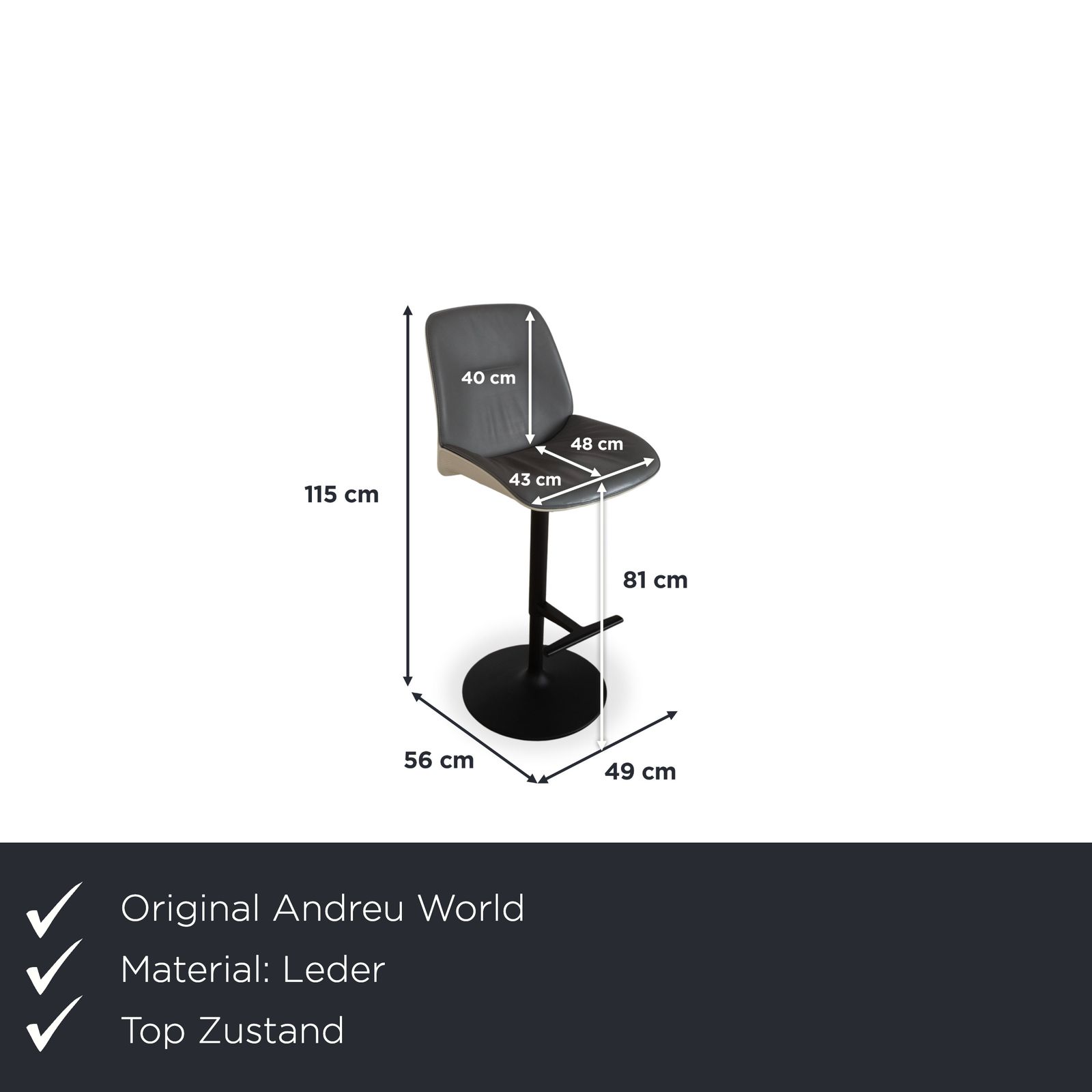 Set van 4 Andreu World Nuez Leren Barkrukken, Grijs, Manuele Functie, Barkrukken photo furniture