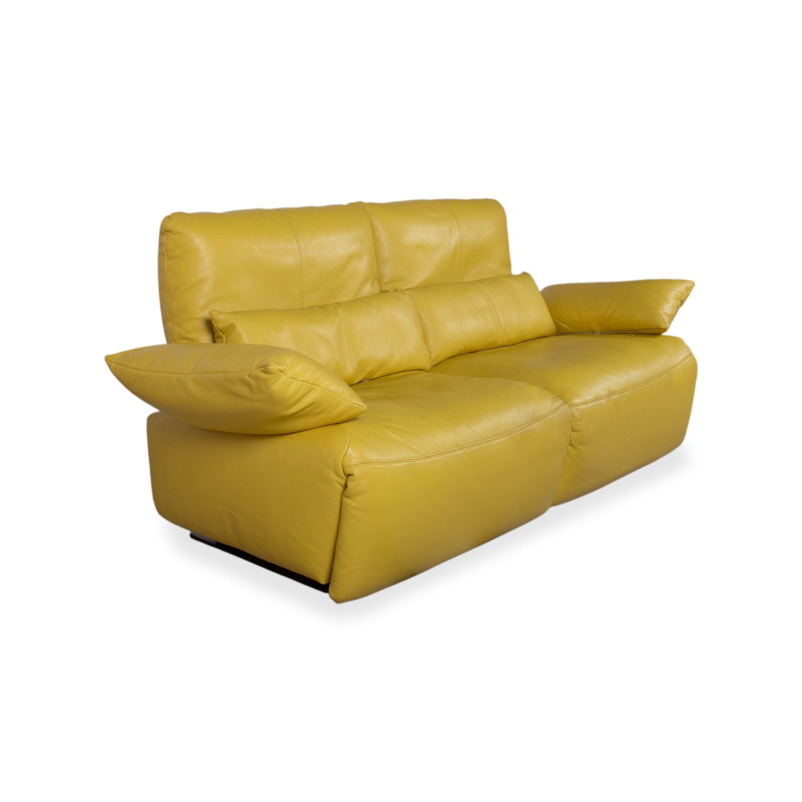 Canapé 2 places Koinor Easy en cuir jaune, fonctions électrique et manuelle photo for sale