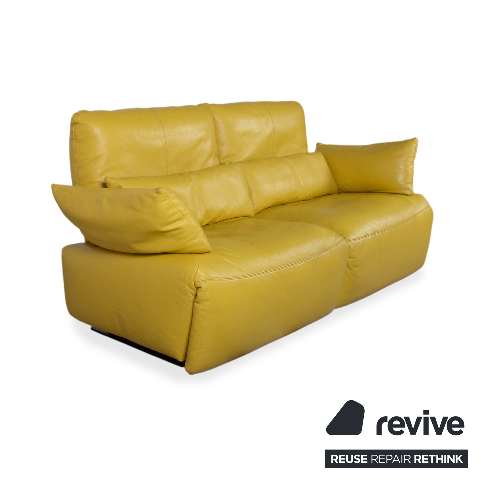 Canapé 2 places Koinor Easy en cuir jaune, fonctions électrique et manuelle photo Mobilier