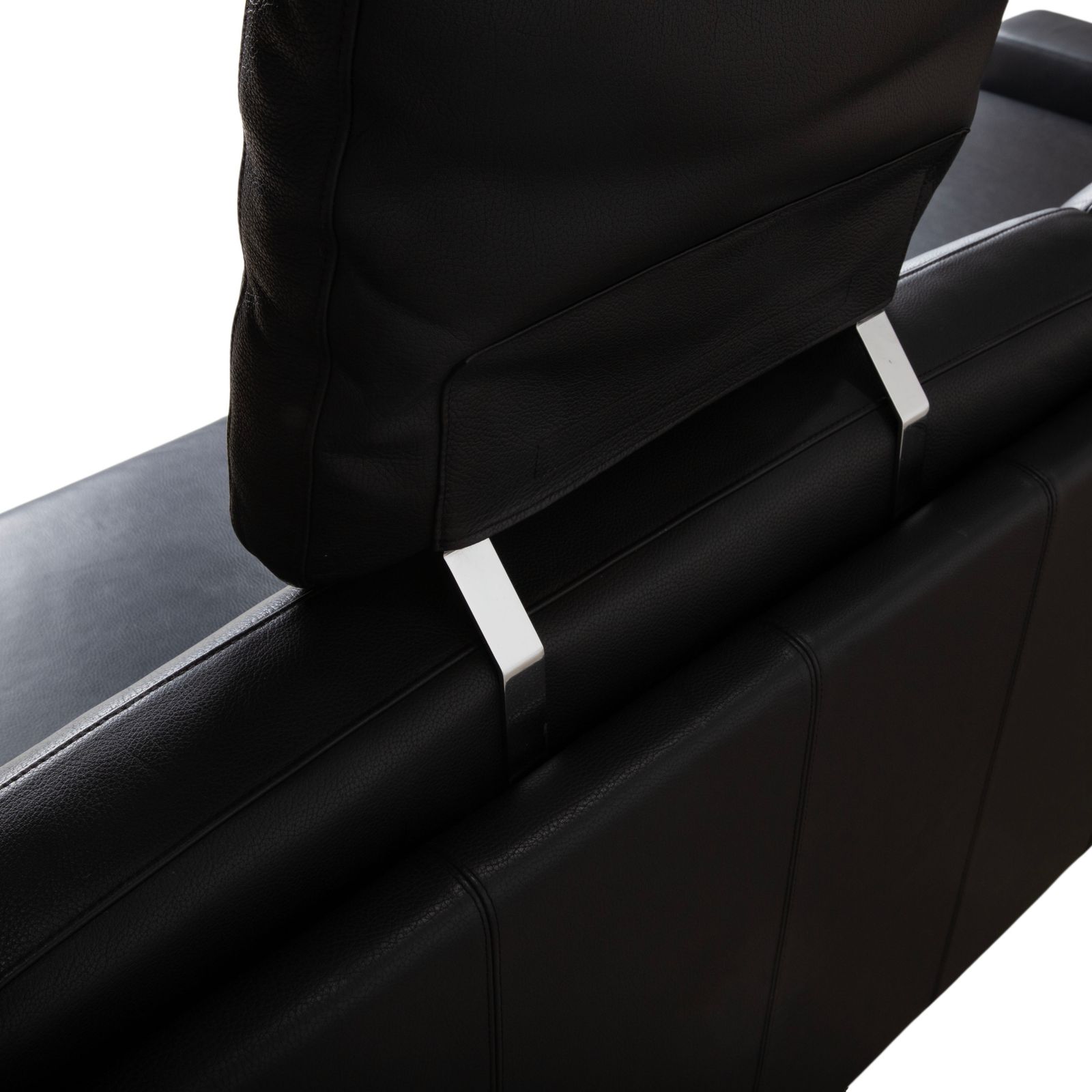 photo furniture Brühl Alba Leren Driezitsbank Zwart Inclusief Hoofdsteunen