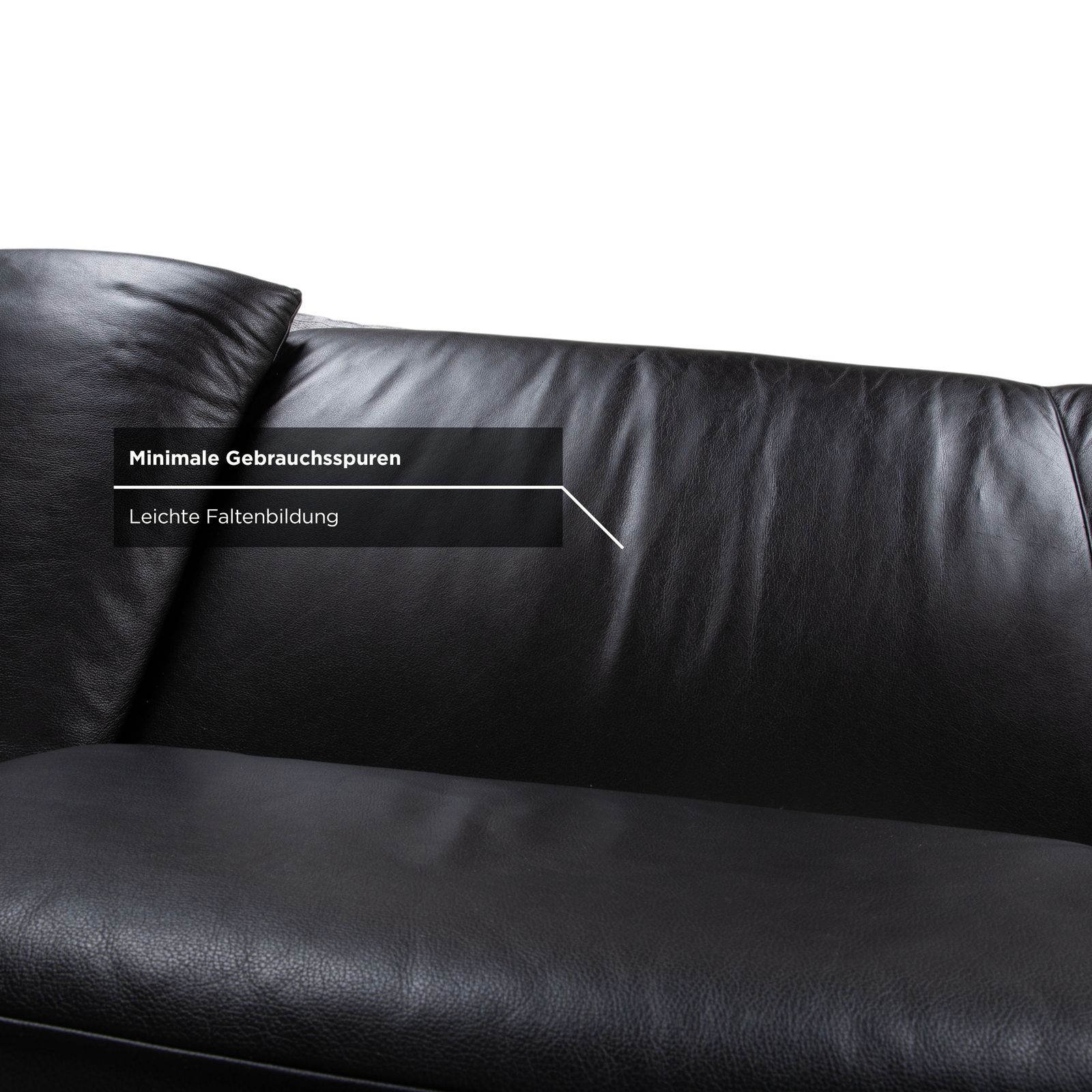 Koinor Volare Leather Three Seater Black Manual Function Sofa photo vintage