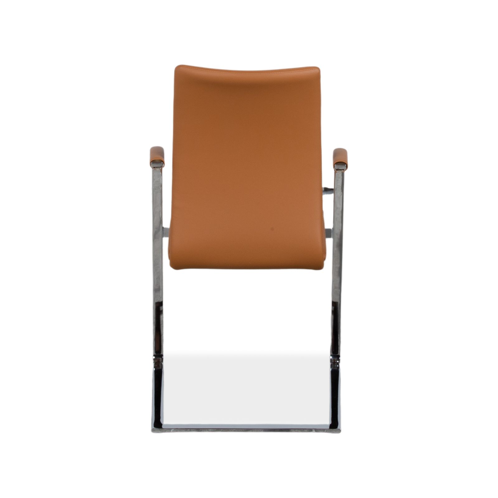 photo for sale Lot de 6 chaises Tonon Swing en cuir et chrome, cognac brun