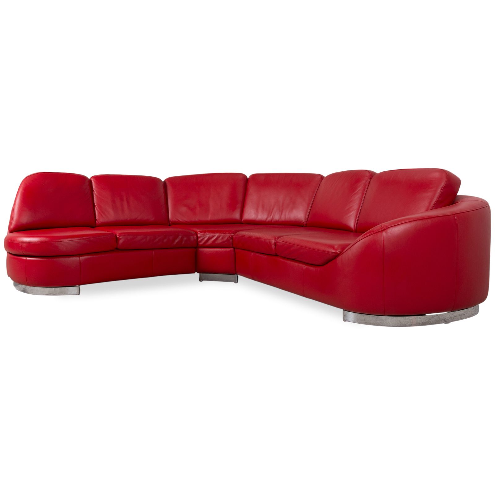 Ewald Schillig Leather Corner Sofa Red Ruby