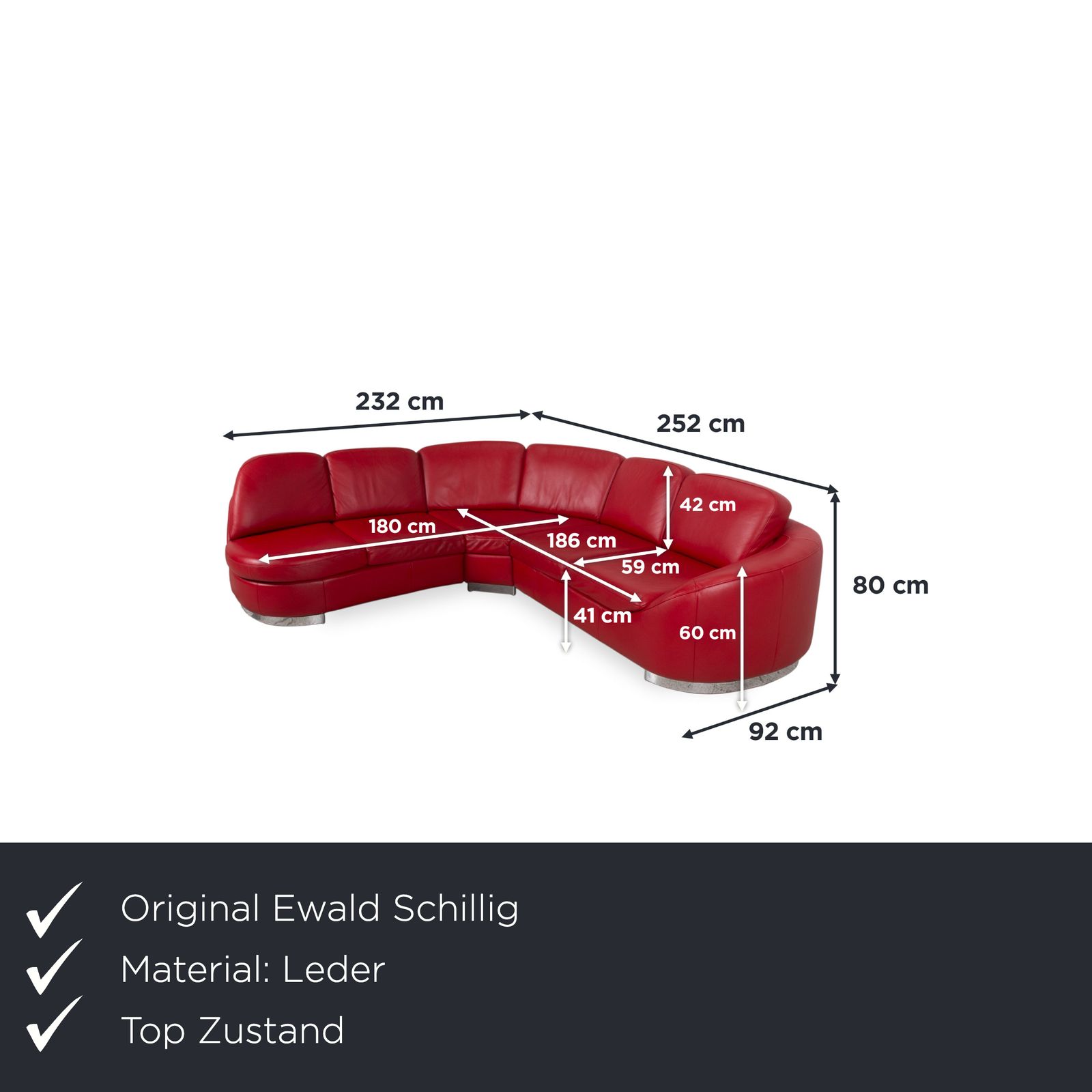 Ewald Schillig leren hoekbank rood robijn photo furniture