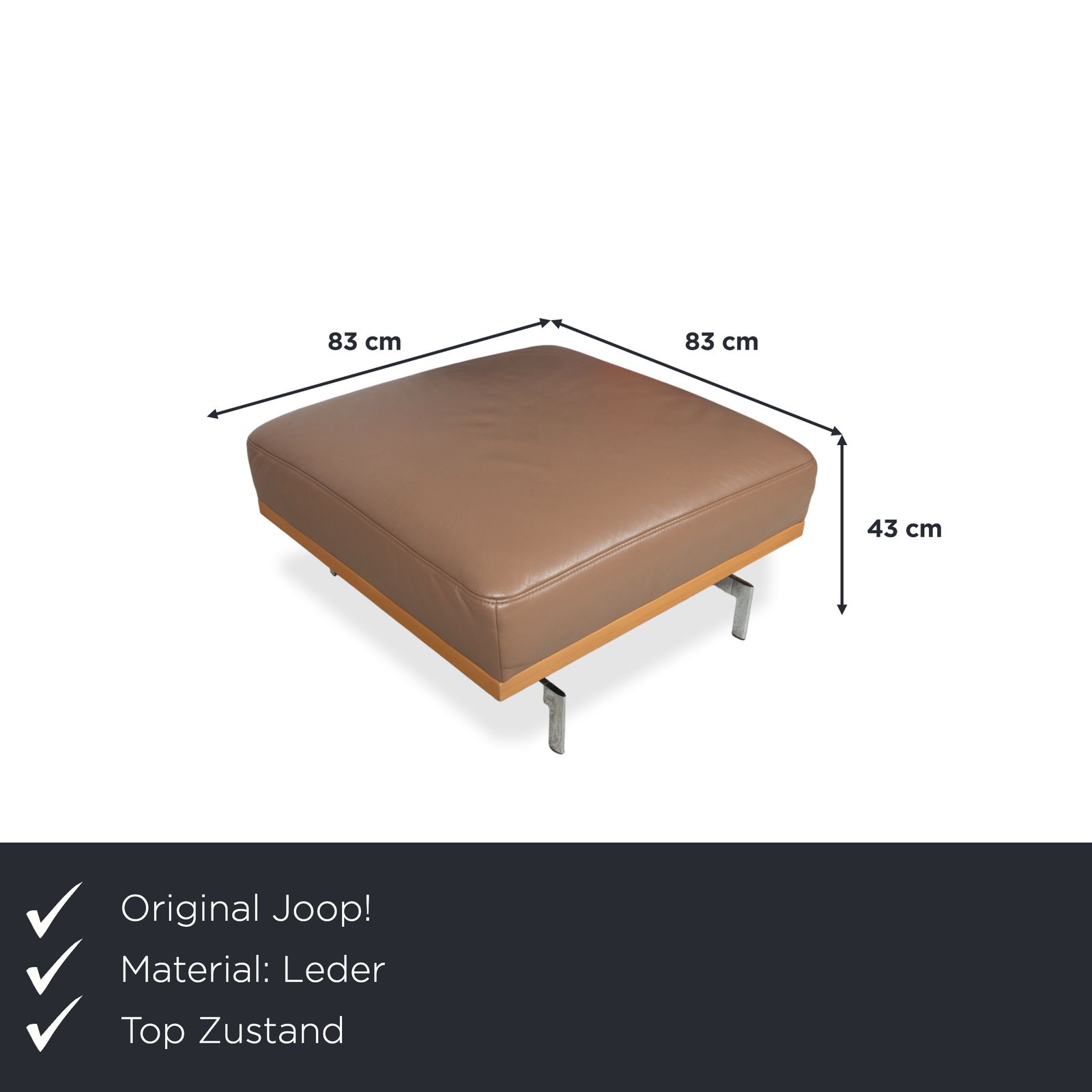 Tabouret Joop 24/7 en cuir et bois, pieds en chrome, caramel photo furniture