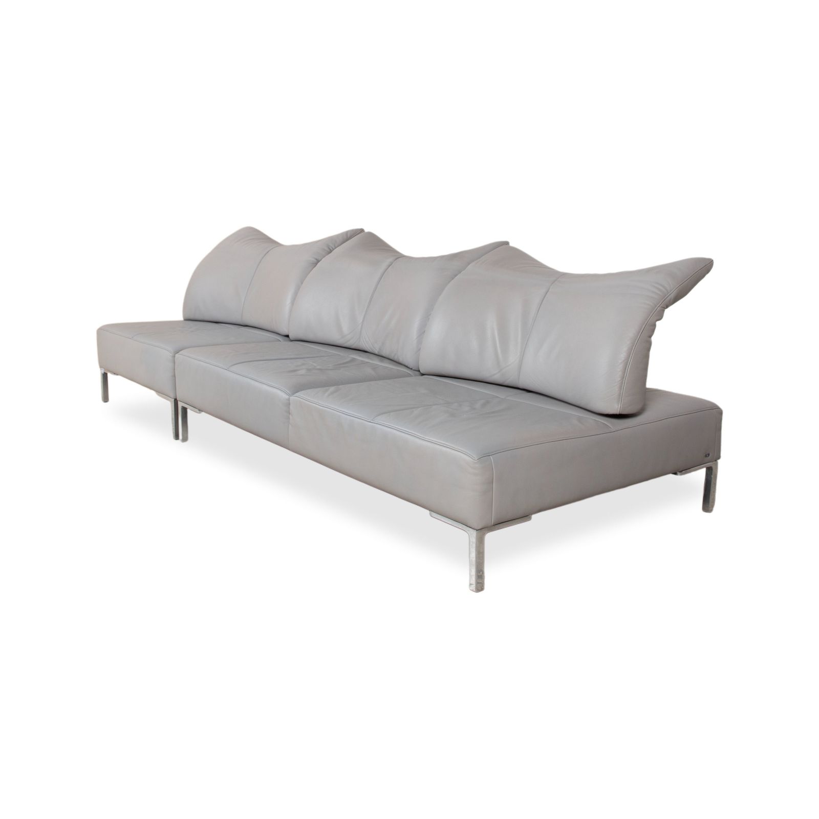 Canapé De Sede DS 112 en cuir gris clair, 3 places, fonction manuelle photo for sale