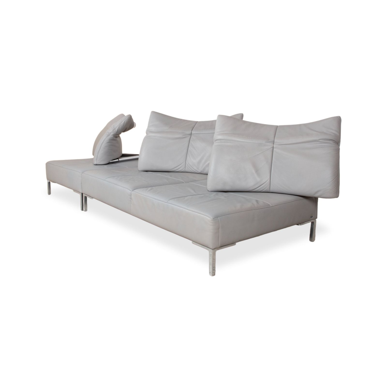 De Sede Ds 112 Leather Three Seater Grey Manual Function Sofa photo Furniture