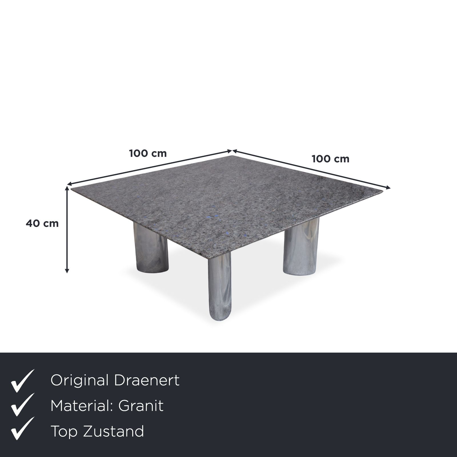 Table basse Draenert 1226 en granit et acier inoxydable, pierre grise photo furniture