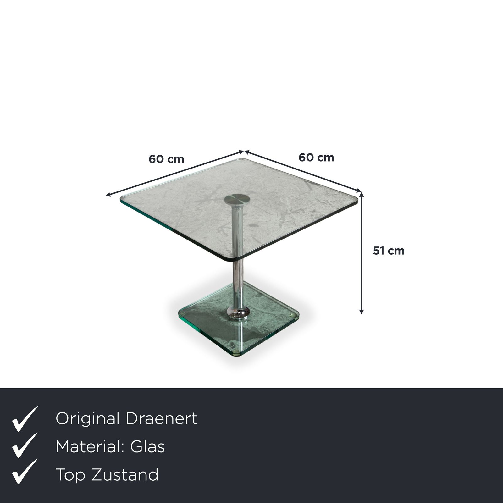 Draenert Glass Coffee Table Chrome 60 X 60 Cm photo furniture