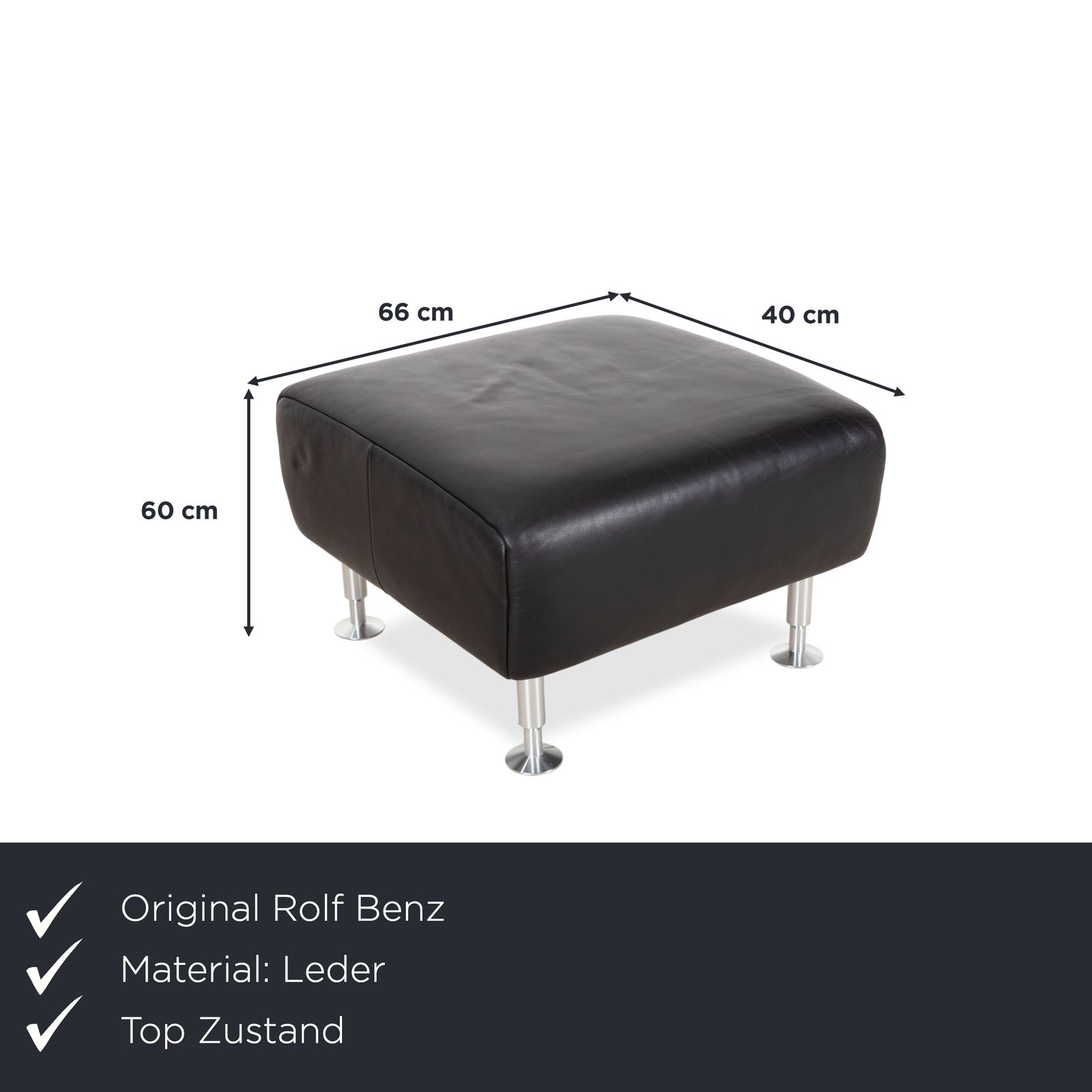 Tabouret Rolf Benz 250 en cuir noir photo furniture