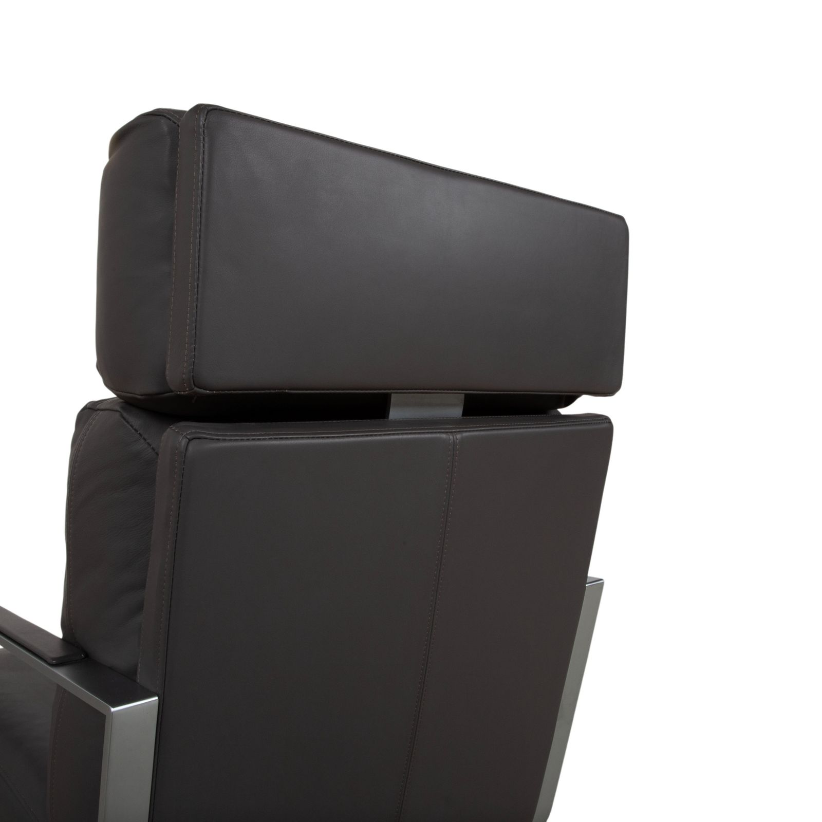 Mobilier Ensemble de fauteuils Rolf Benz en cuir et métal, noir anthracite brun foncé photo