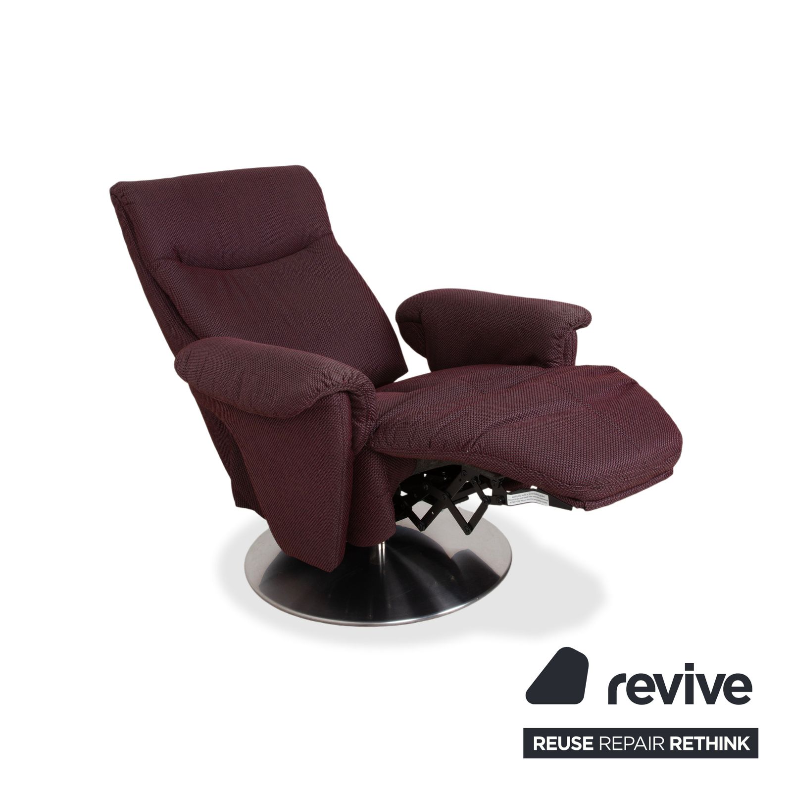 Himolla Alan Armchair, Palermo Fabric, Aubergine Red, Manual Reclining Function photo 1676.0
