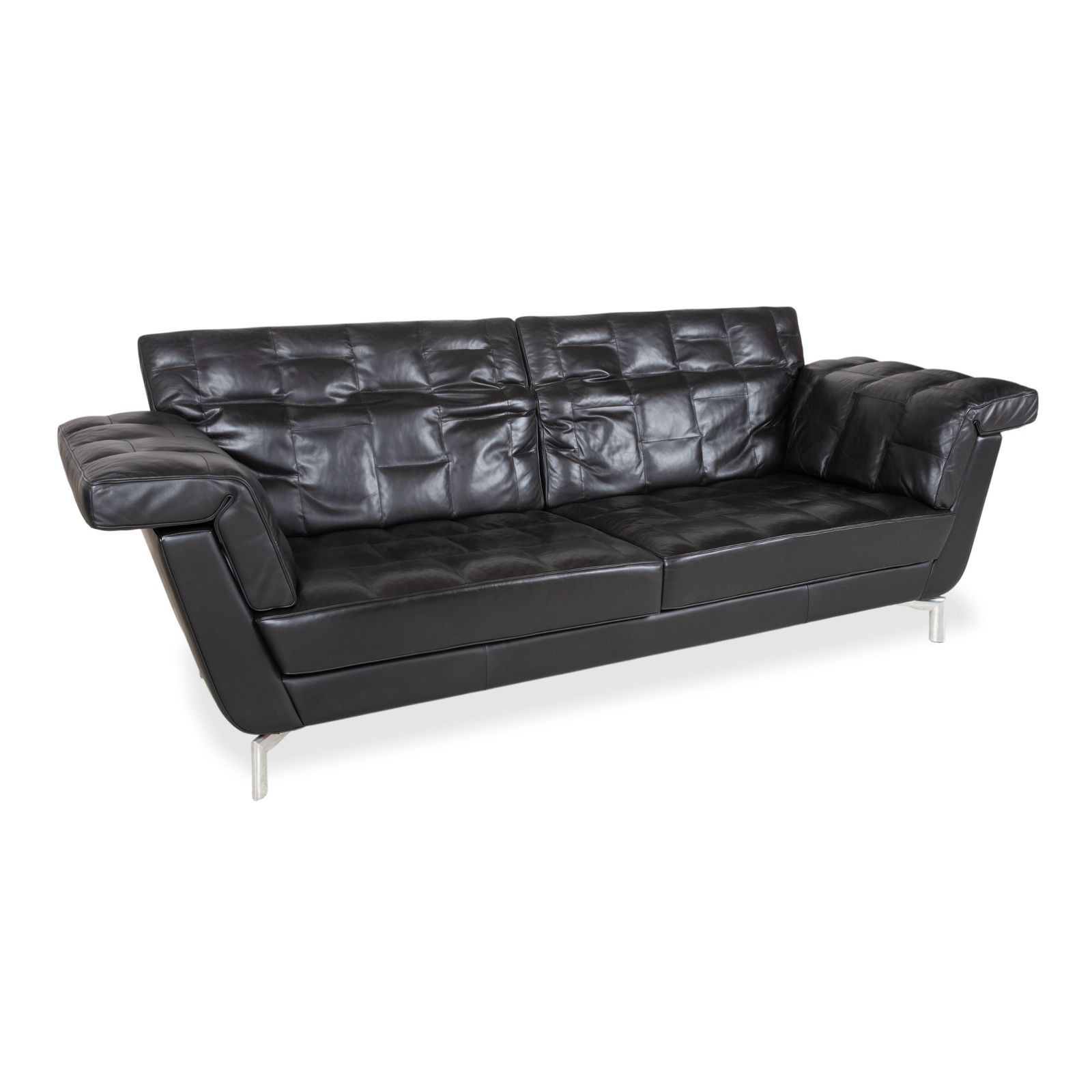 De Sede Leather Three Seater Black Sofa Manual Function photo for sale
