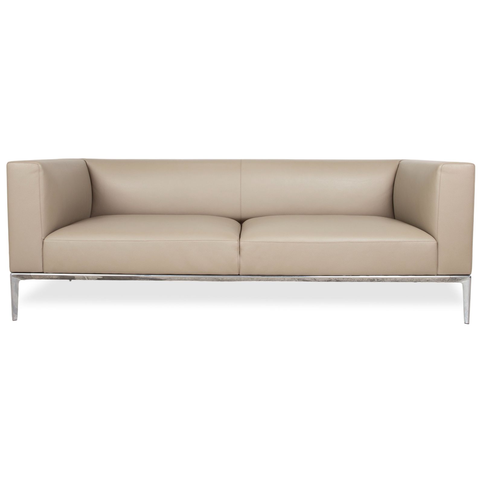 Canapé 3 places Walter Knoll Jaan en cuir et chrome, 2 fauteuils, beige crème photo Mobilier
