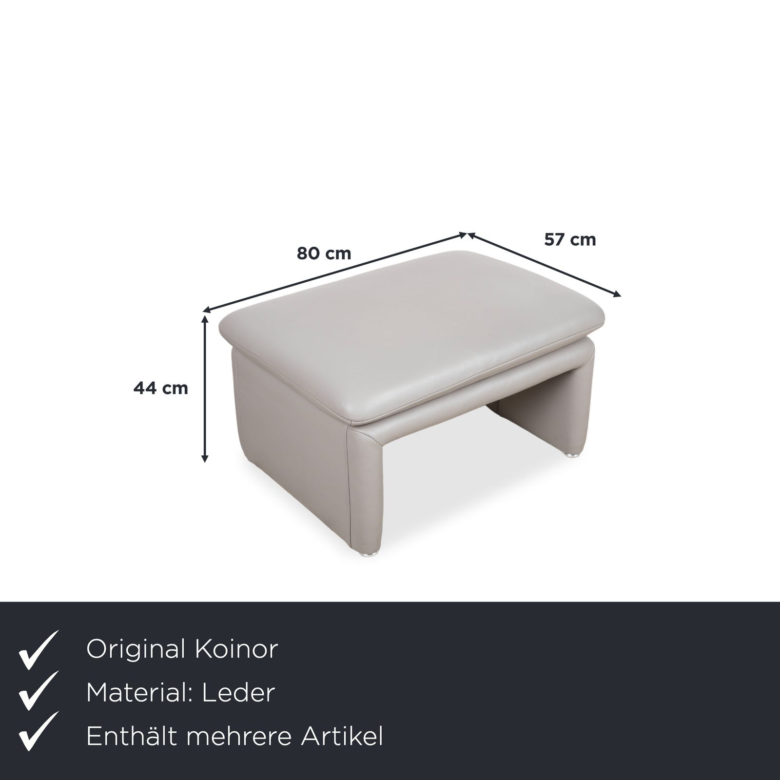 Koinor Leather Three Seater Couch And Stool Grey Manual Function photo for sale