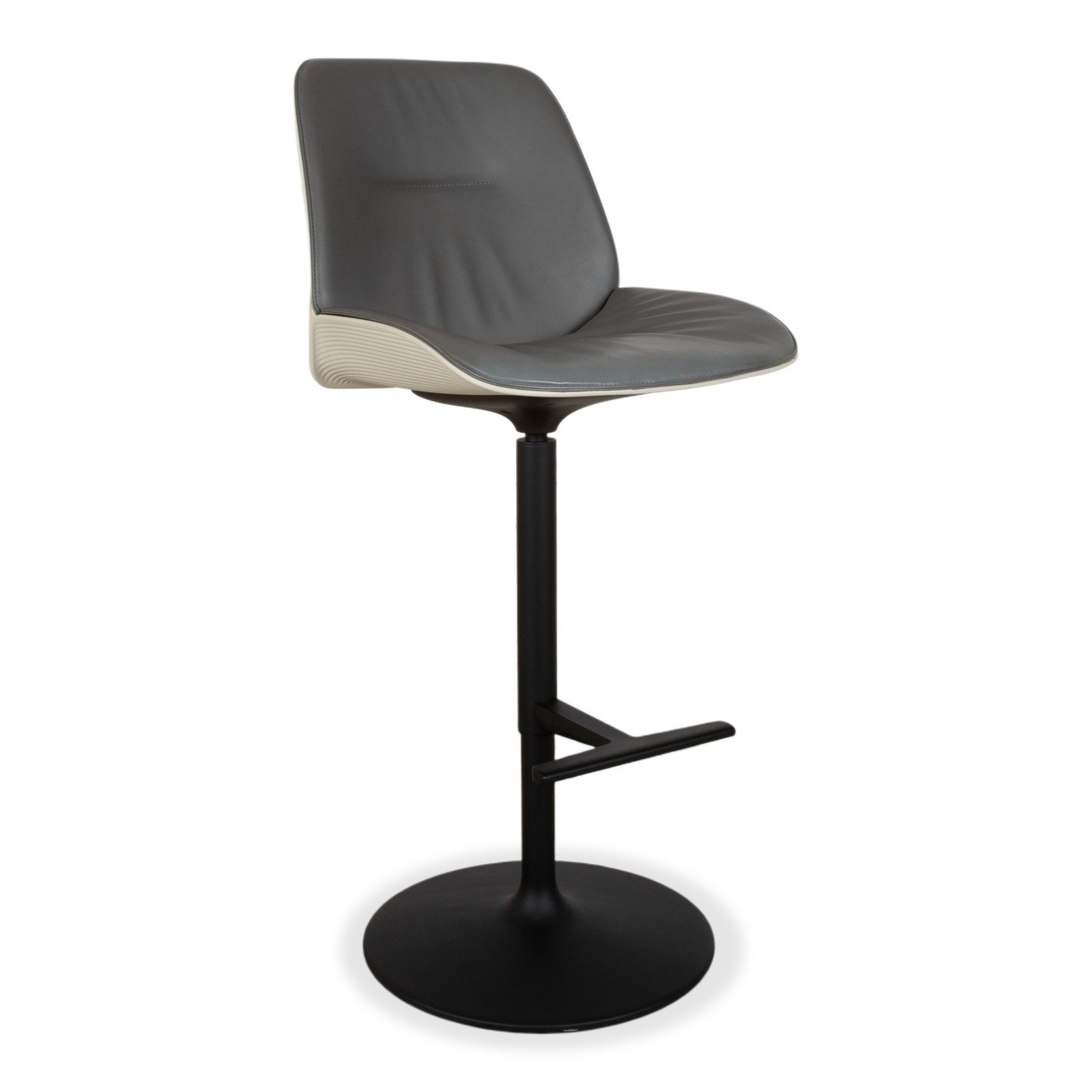 Lot de 8 tabourets de bar Andreu World Nuez en cuir gris, réglage manuel, par Patricia Urquiola photo for sale