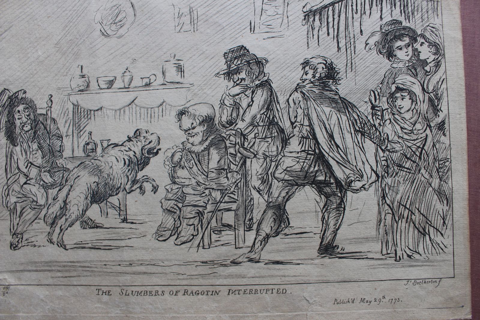 The Slumbers Of Ragotin Interrupted C1773 Ingelijste Ets photo Kunst