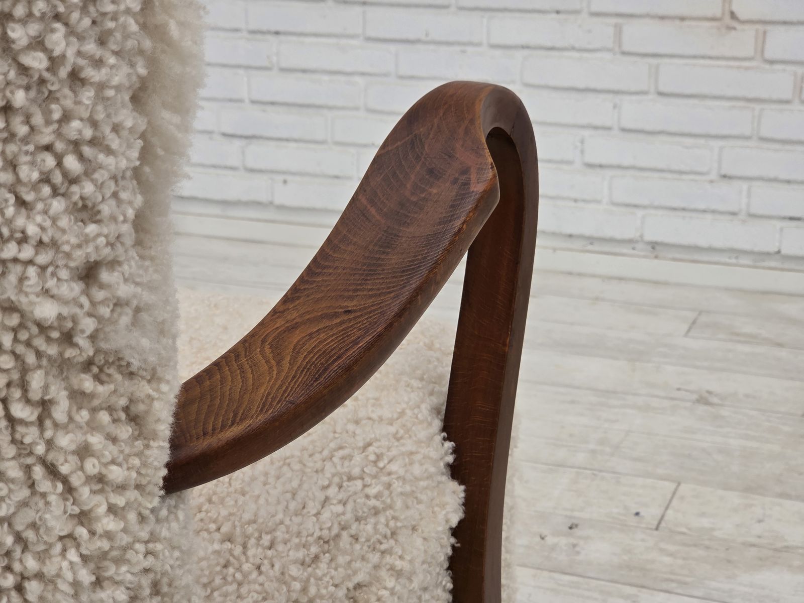 Furniture 1960s, Danish Design By Alfred Christensen, Reupholstered, Genuine Sheepskin. photo