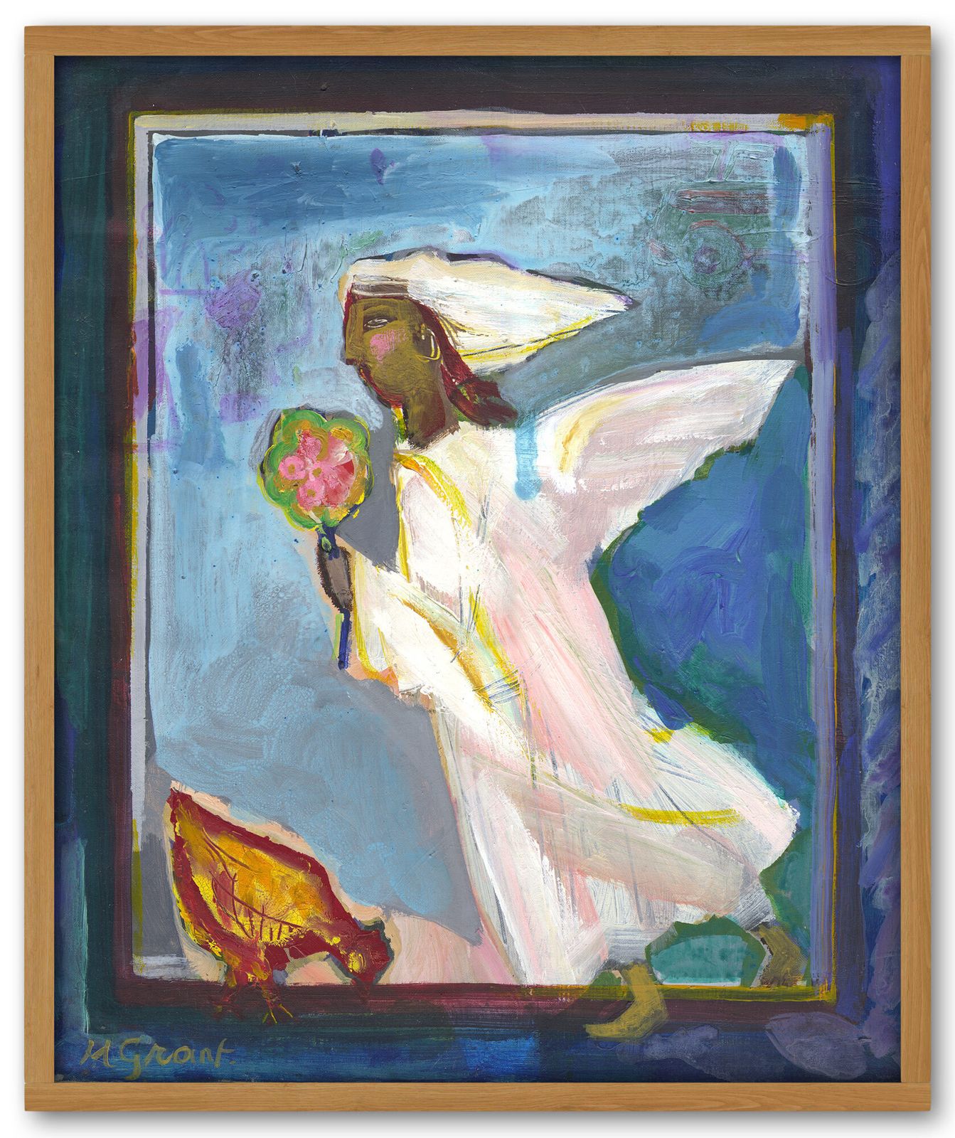 Charming Magical Realist Signed And Framed Original Oil Painting