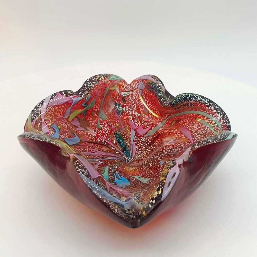Cendrier en verre de Murano Tutti Frutti, années 1950, par Dino Martens. Fabriqué en Italie. 13 cm / 5,11 pouces photo vinterior