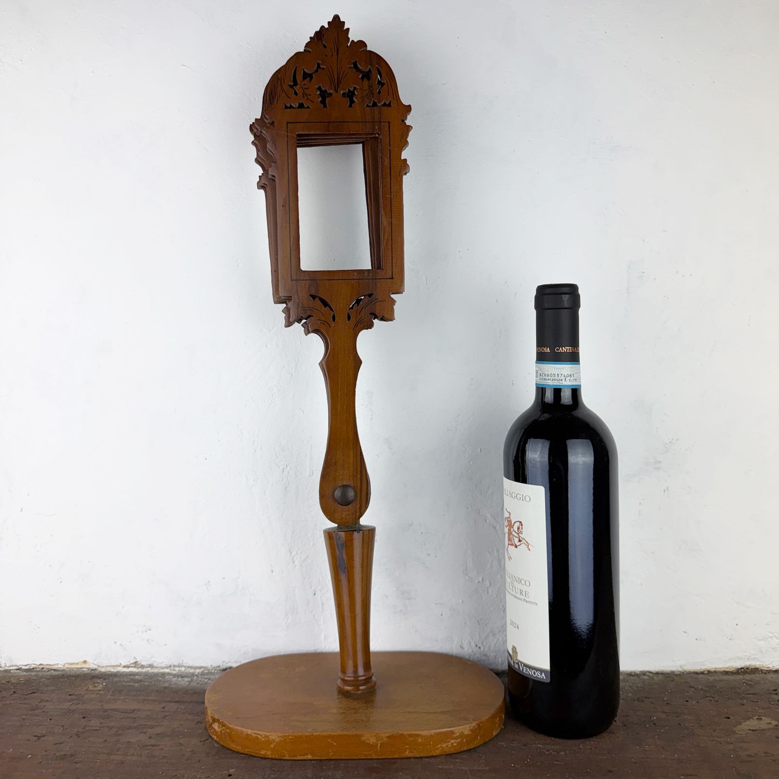 Antique Folding Photo Frame Stand, Walnut Fan Picture Holder photo vintage