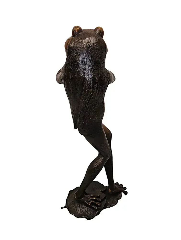 A Very Fine Bronze Animalier Garden Sculpture Or Fountain Of A Frog Playing A Saxaphone photo vinterior