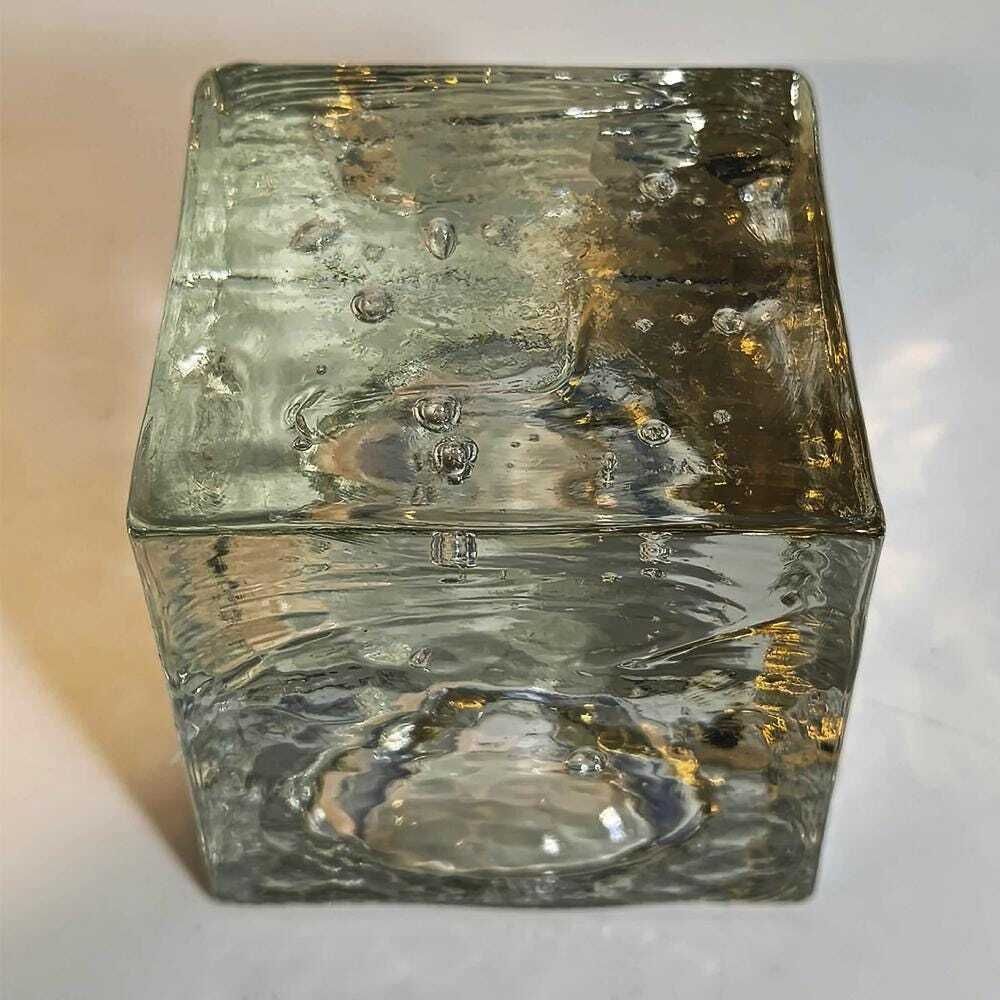 photo for sale 1960s Rare Cube Ashtray In Murano Glass With Cube Ice Effect By Poliarte Murano. Made In Italy.