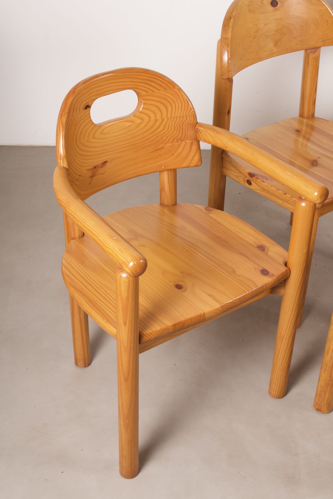 Set Of Six Vintage Solid Pine Dining Chairs In The Manner Of Rainer Daumiller, Germany 1970s photo furniture