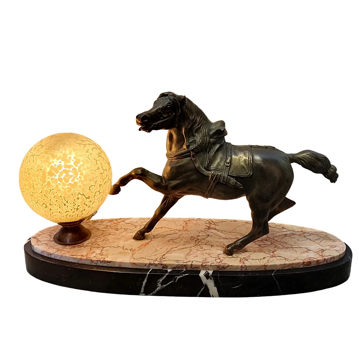 Franse art deco paardenlamp ca. jaren 1930 photo for sale