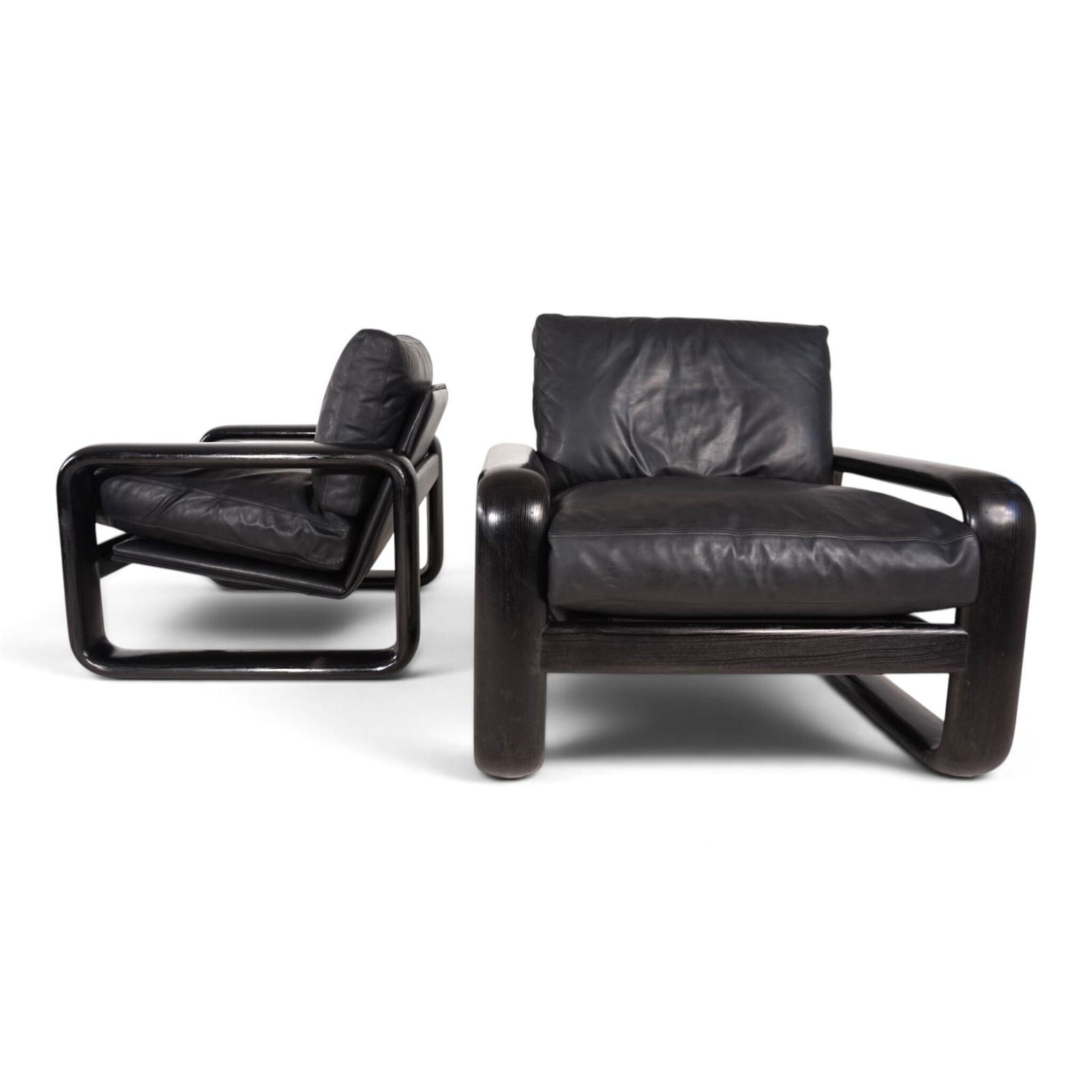 Set Of 2 Rosenthal Hombre Leather Lounge Chairs By Burkhard Vogtherr, 1970 photo for sale