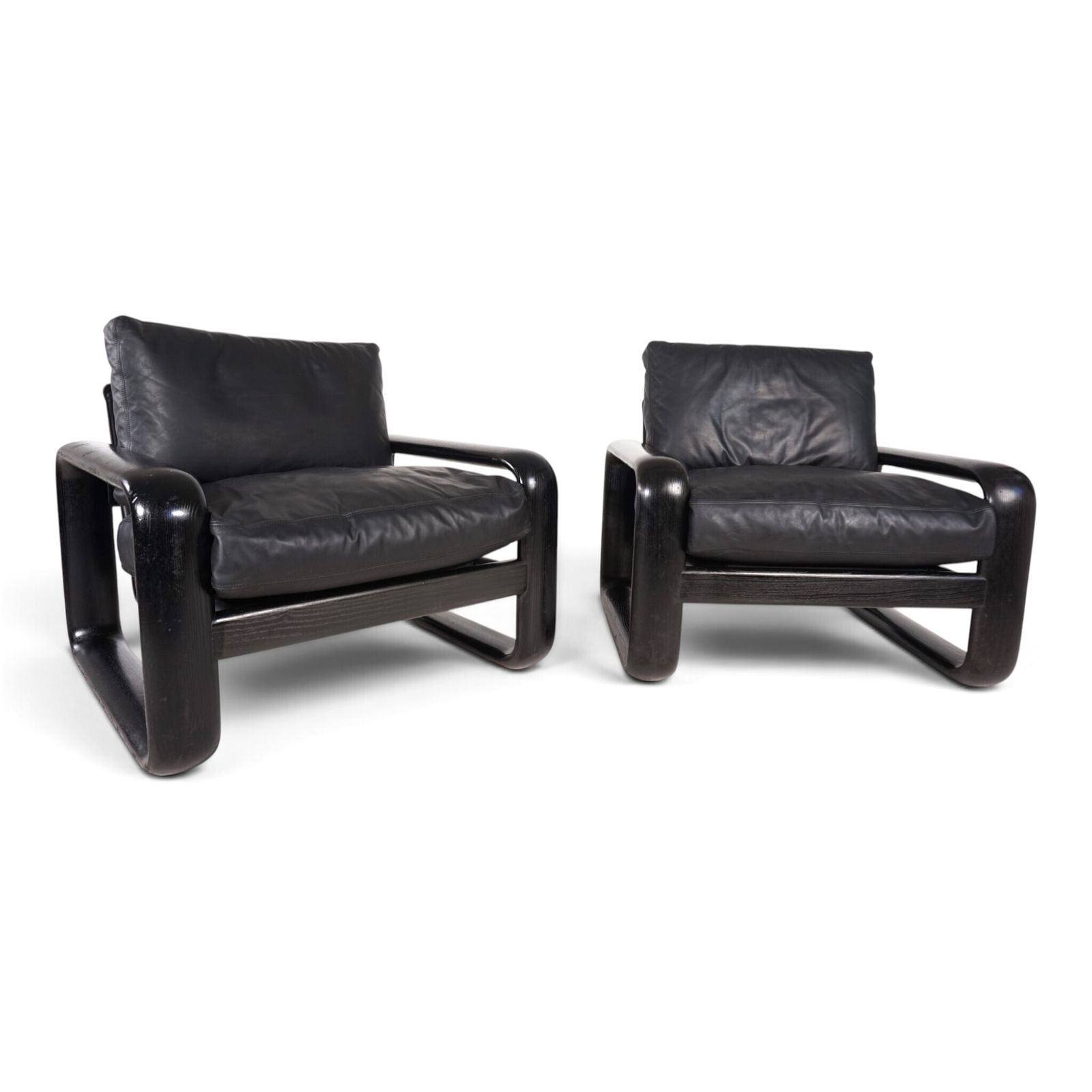 Set Of 2 Rosenthal Hombre Leather Lounge Chairs By Burkhard Vogtherr, 1970 photo vinterior