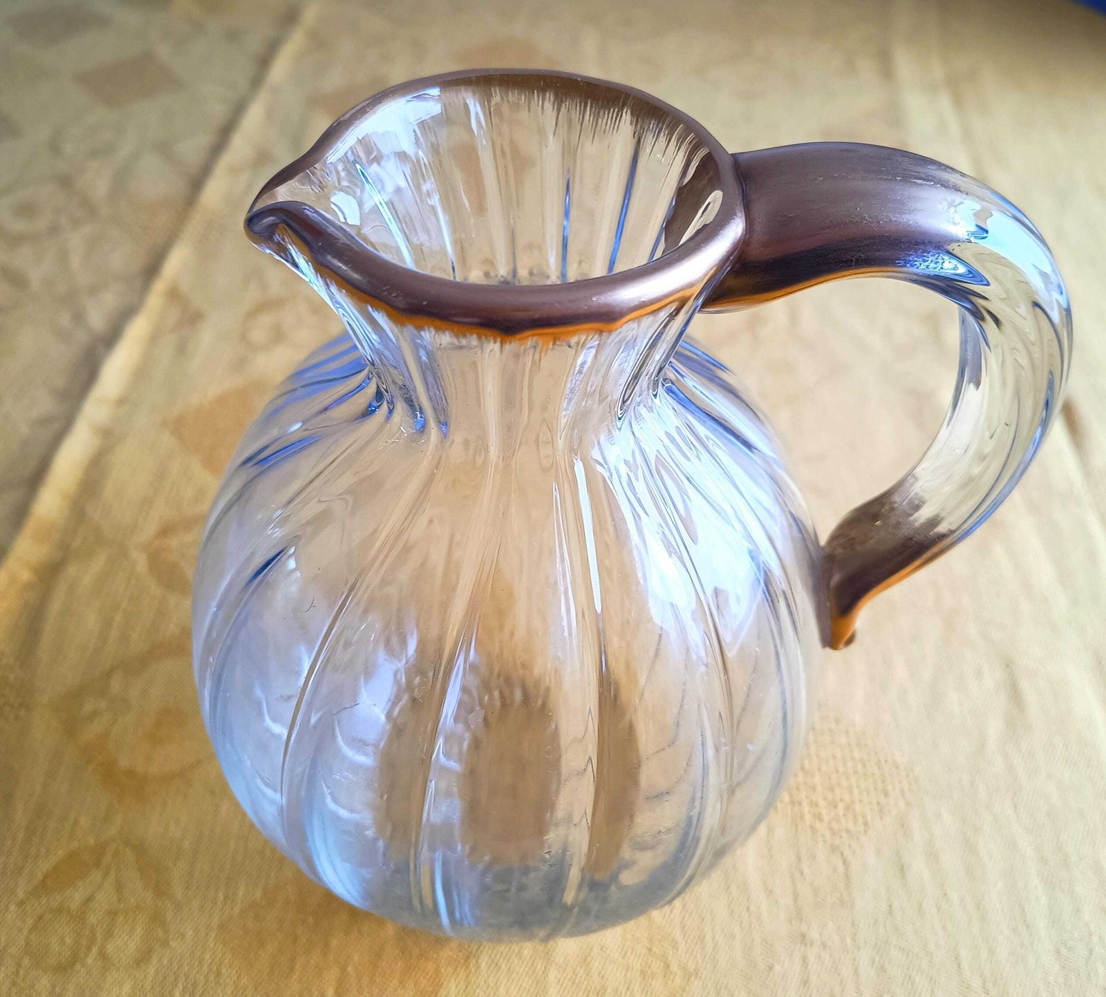 Antieke Daum Nancy Vergulde Waterkan, Art Nouveau Ducal Service, Lorreinkruis Gesigneerd photo vinterior